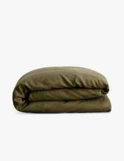 European Flax Linen Duvet Cover By Cultiver -Home Product Store CULTIVER Linen Duvet Cover Olive
