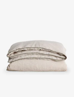 European Flax Piped Linen Duvet Cover By Cultiver -Home Product Store CULTIVER Piped Natural Forest Duvet Cover scaled