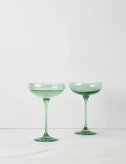 Champagne Coupes (Set Of 2) By Estelle Colored Glass -Home Product Store EstelleColoredGlassChampagneCoupes Mint Setof2 37 scaled