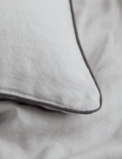 European Flax Piped Linen Euro Pillowcases (set Of 2) By Cultiver -Home Product Store Smoke Grey Detail SITECROP scaled