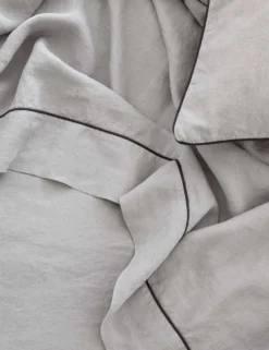 European Flax Piped Linen Flat Sheet By Cultiver
