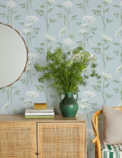 The Queens Lace Wallpaper By Sarah Jessica Parker -Home Product Store The Queens Lace by SJP MistyBlue RS scaled