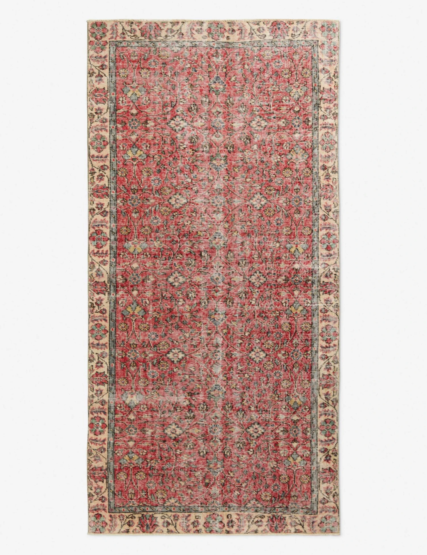 Vintage Turkish Hand-Knotted Wool Rug No. 182, 4'4" X 8'2"