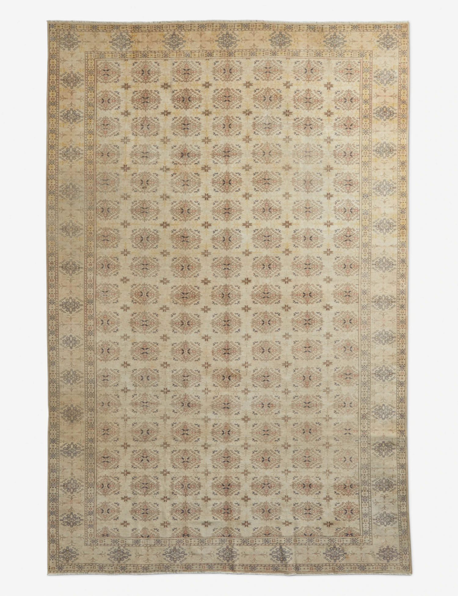 Vintage Turkish Hand-Knotted Wool Rug No. 209, 7'6" X 11'6" 1 Vintage Turkish Hand-Knotted Wool Rug No. 209, 7'6" X 11'6"