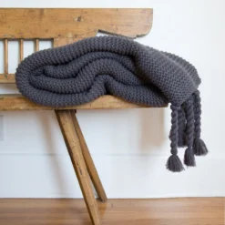 Trestles Chunky Knit Throw By Pom Pom At Home -Home Product Store pom pom at home trestles throw midnight 1